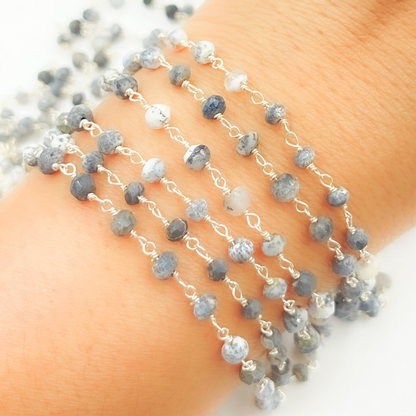 Dendrite Opal 925 Sterling Silver Wire Chain
