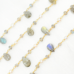 Load image into Gallery viewer, Labradorite &amp; Pearl Gold Plated Wire Chain. LAB4
