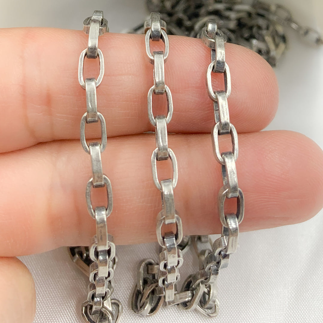 642506OX. Oxidized Sterling Silver Flat Box Chain