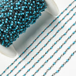 Load image into Gallery viewer, Turquoise Wire Wrap Chain made with Black Rhodium 925 Sterling Silver
