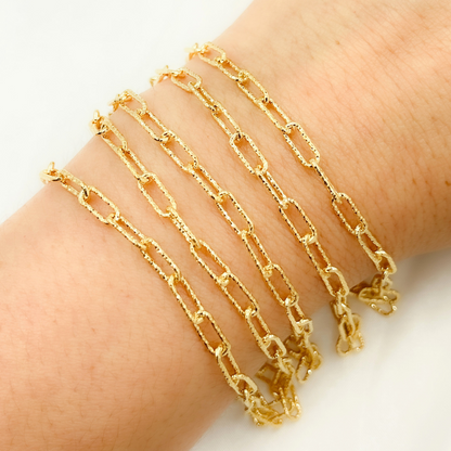 Gold Plated Sterling Silver Diamond Cut Paperclip Chain
