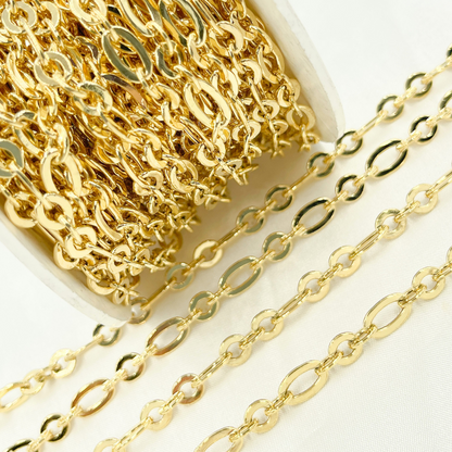 Gold Plated 925 Sterling Silver Short & Long Flat Oval Link Chain