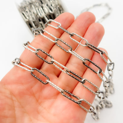 Sterling Silver Diamond Cut Paperclip Chain