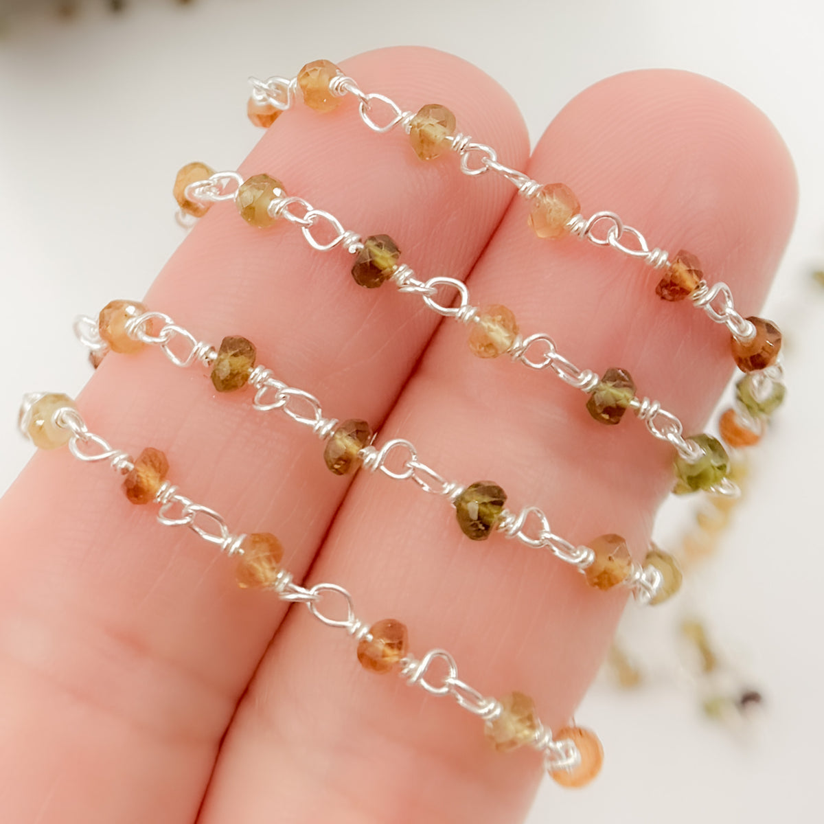 Petro Tourmaline Sterling Silver Wire Chain