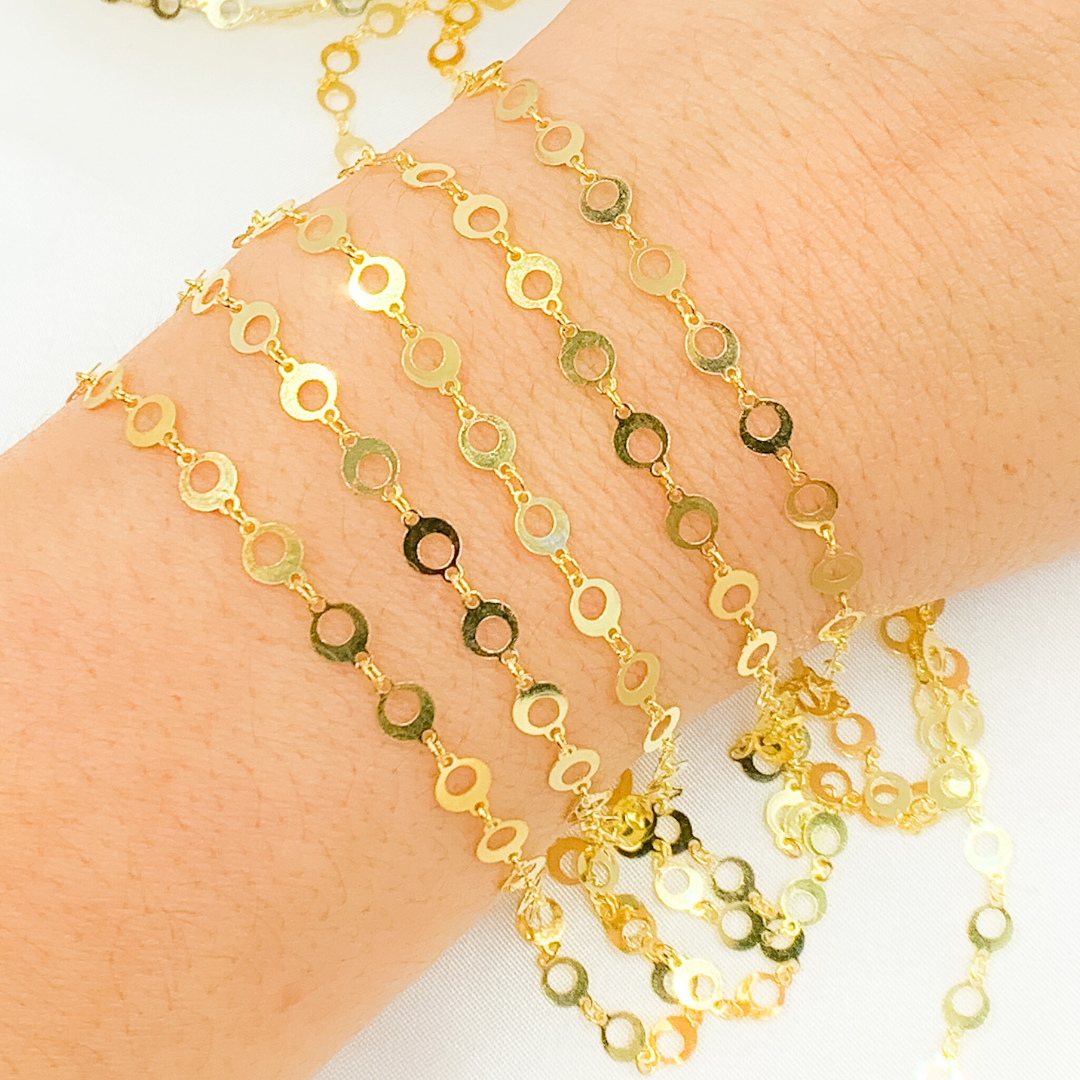 V20GP. Gold Plated 925 Sterling Silver Circle Link Chain