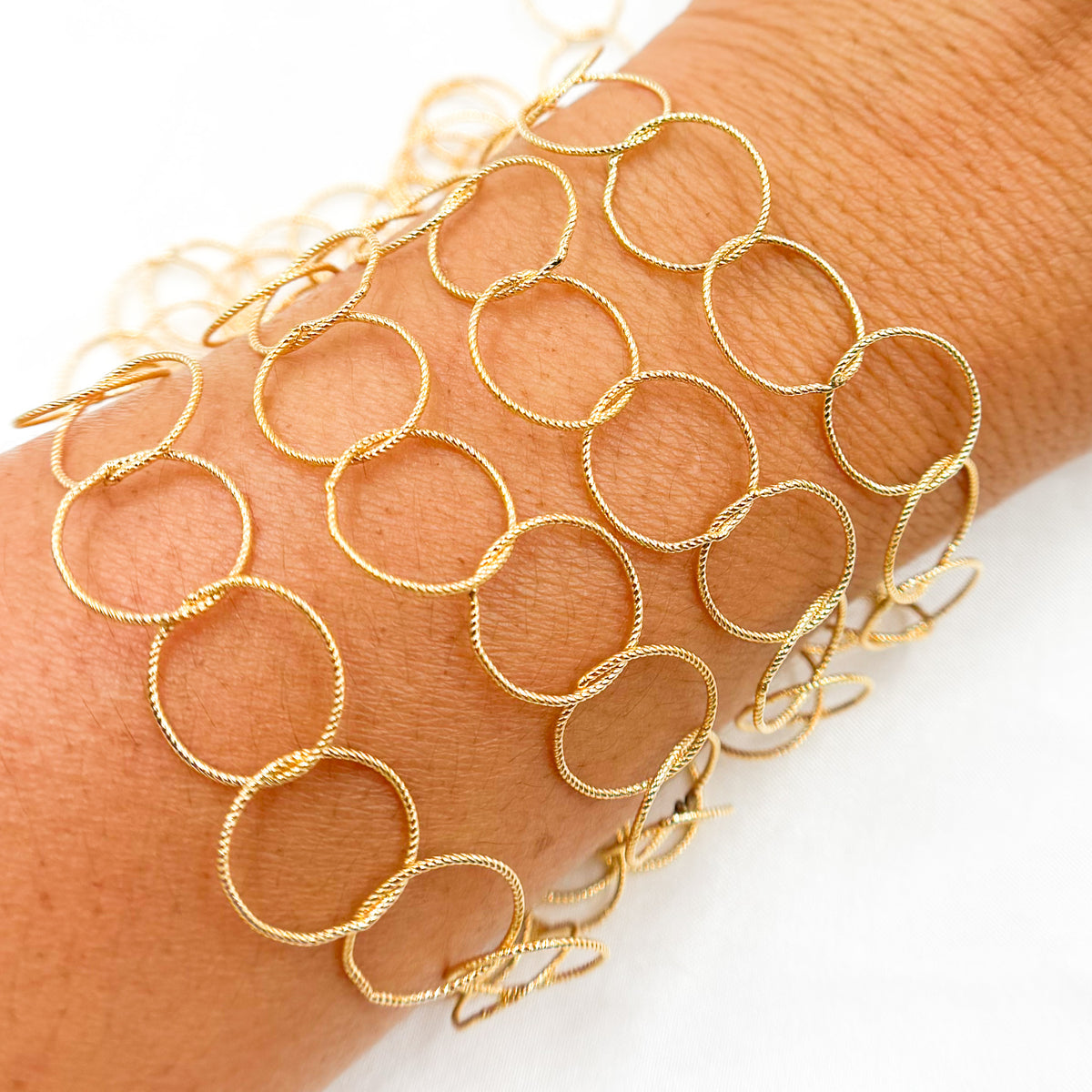 14K Gold Filled Twisted Round Link Chain