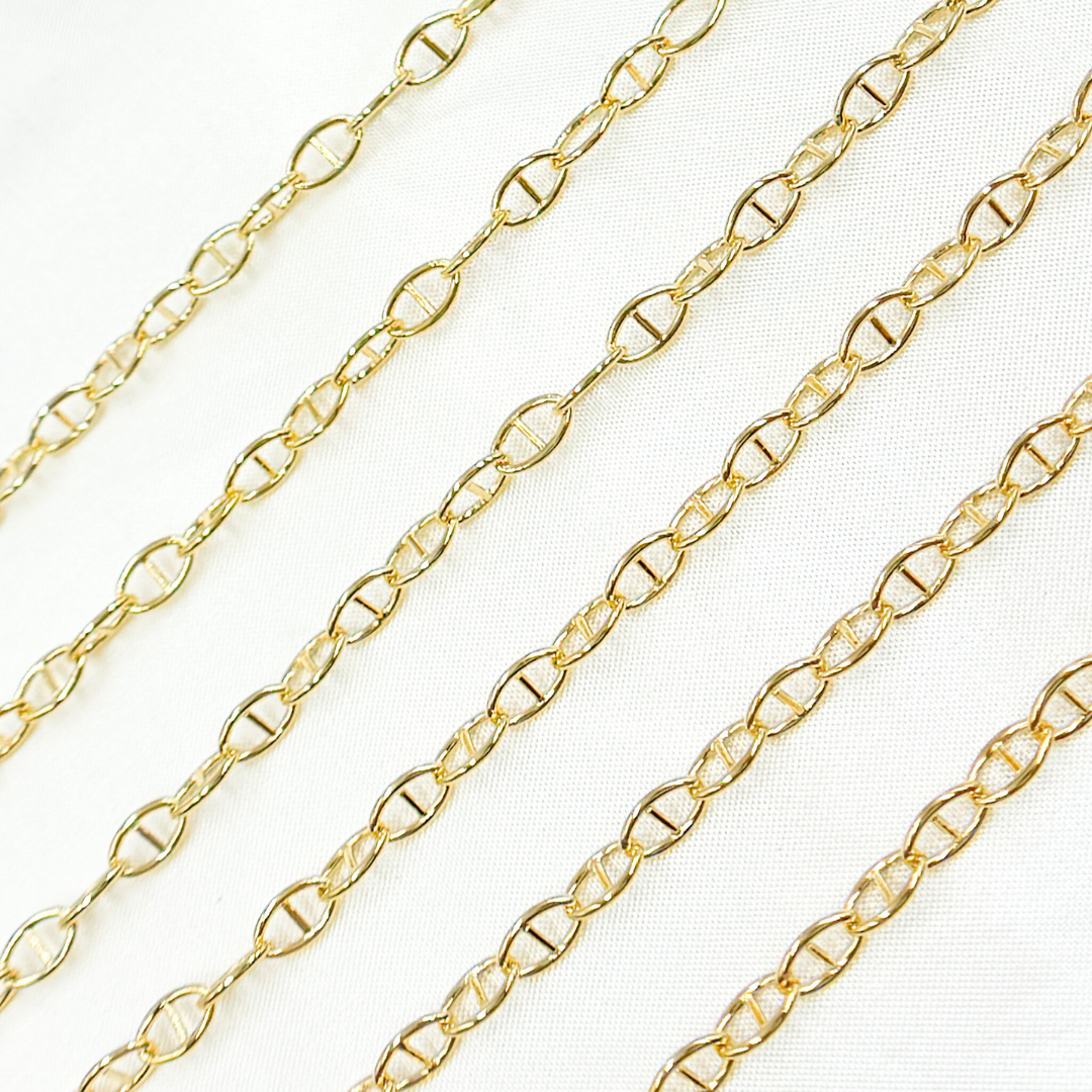 Z2GP. Gold Plated 925 Sterling Silver Smooth Marina Link Chain