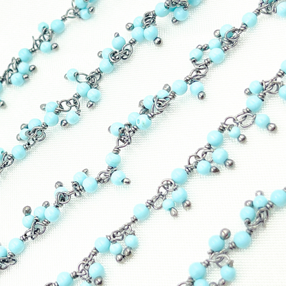 Turquoise Cluster Dangle Oxidized Wire Chain.