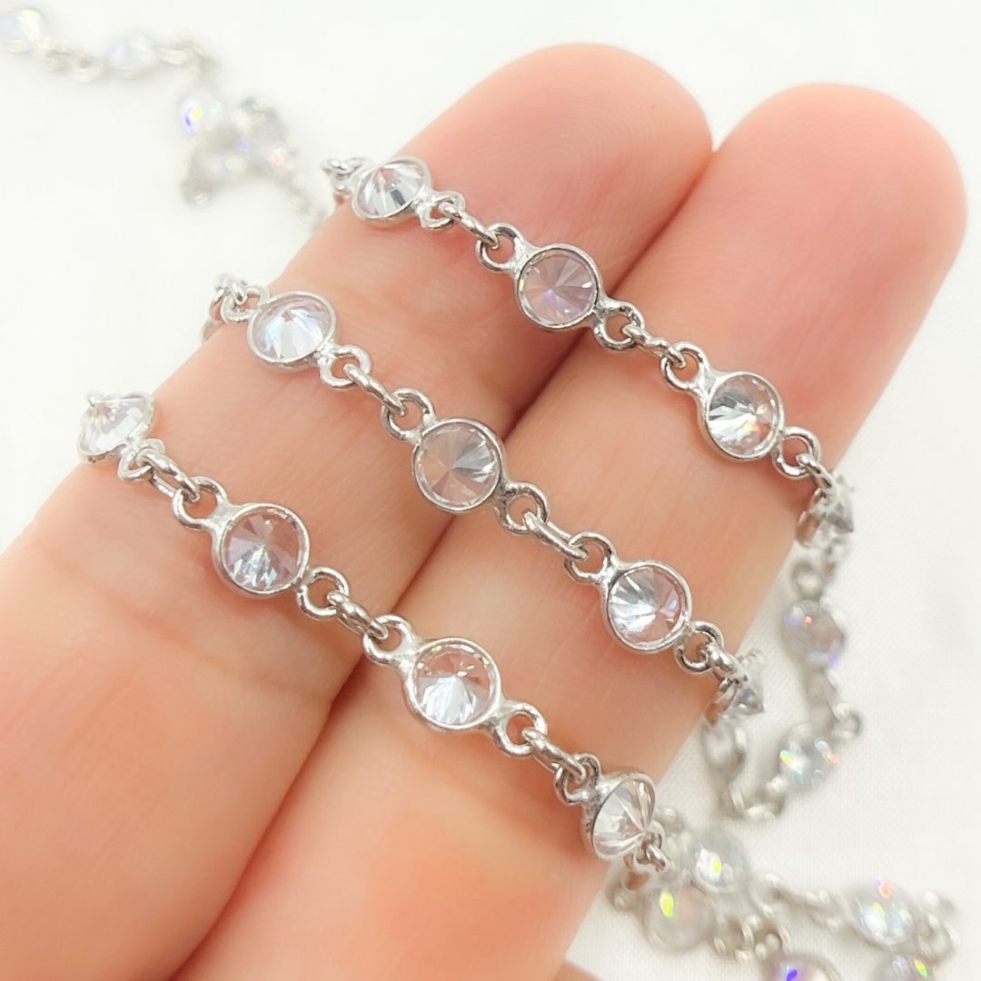 Cubic Zirconia Round Shape Connected Chain