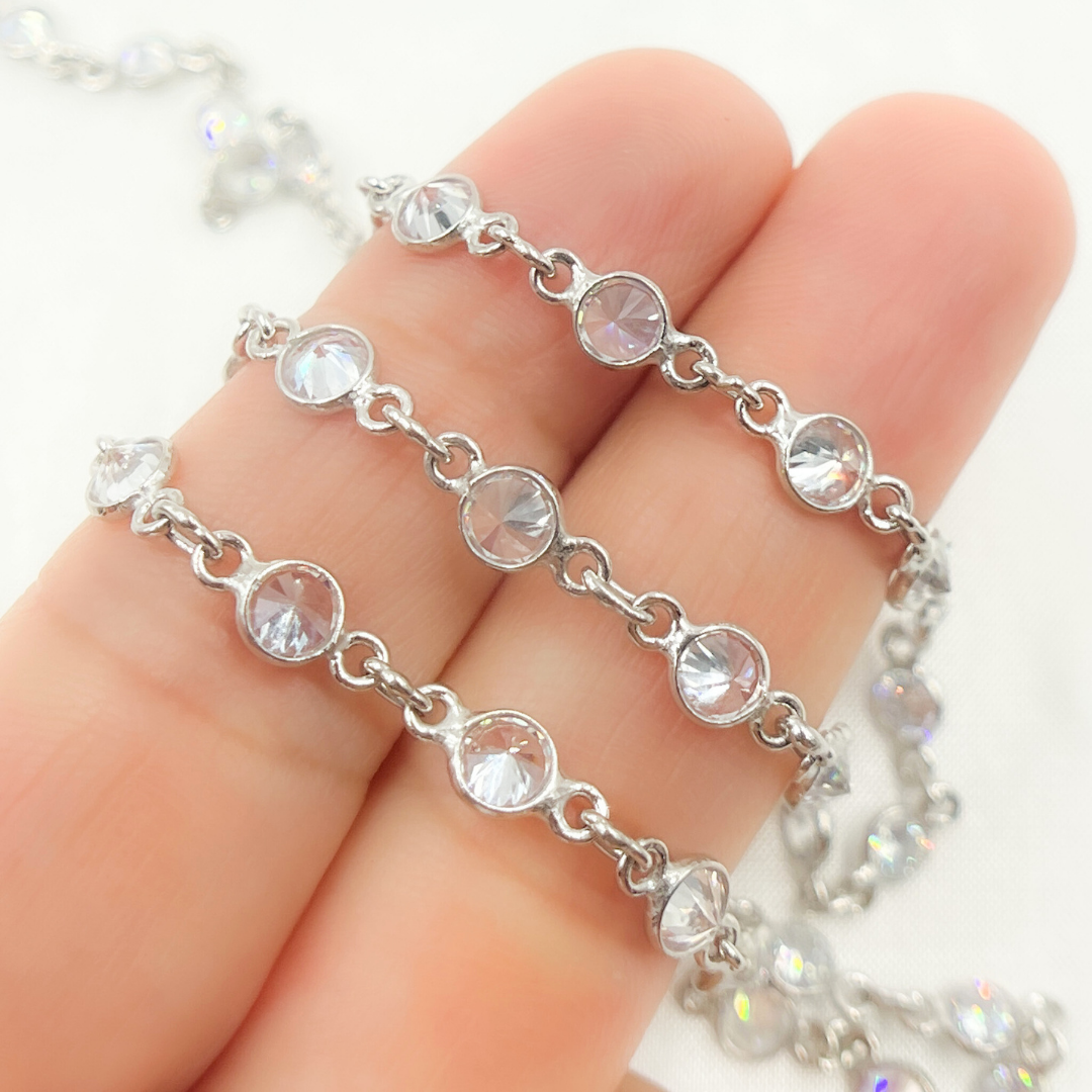 Cubic Zirconia Round Shape Connected Chain. CZ28