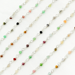 Load image into Gallery viewer, MGS24. Multi Gemstone White Sterling Silver Wire Chain
