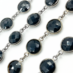 Load image into Gallery viewer, Black Spinel Round Shape Bezel Oxidized Wire Chain. BSP12
