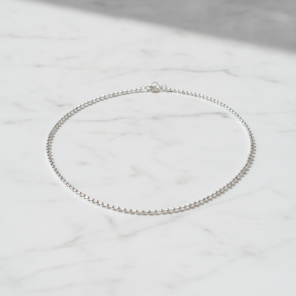 200CPBBWG. 14K Solid White Gold Ball Necklace