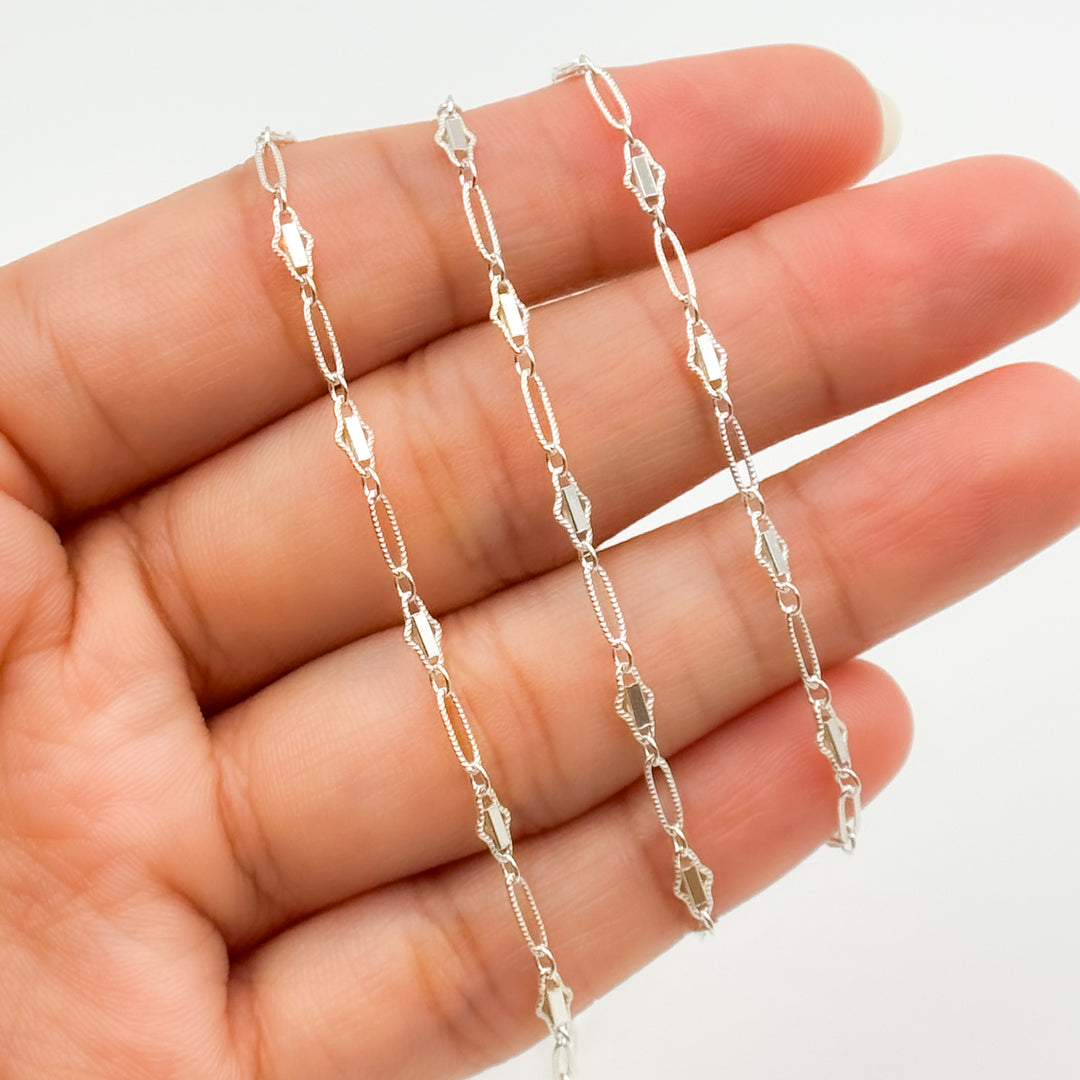 Sterling Silver Fancy Twisted Oval Link Chain