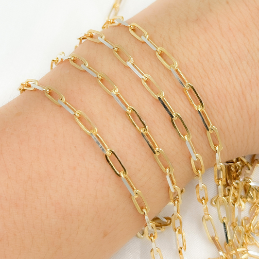 Gold Plated Sterling Silver Diamond Cut Paperclip Chain