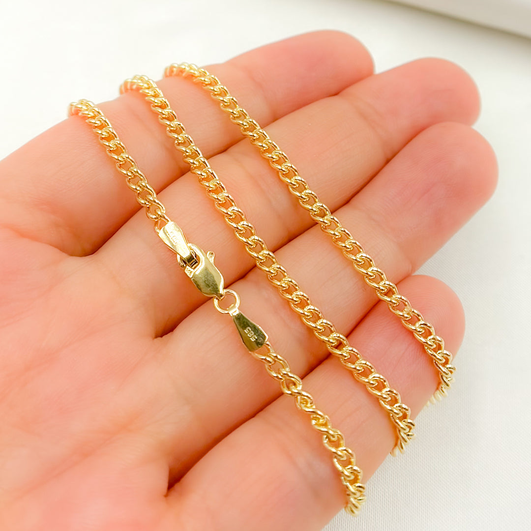 080GLG. 14K Solid Gold Smooth Curb Link Chain