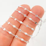 Load image into Gallery viewer, Sterling Silver White Color Enamel  Marina Link Chain

