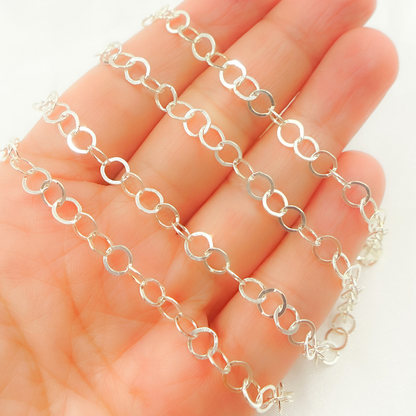 Sterling Silver Flat Round Link Chain