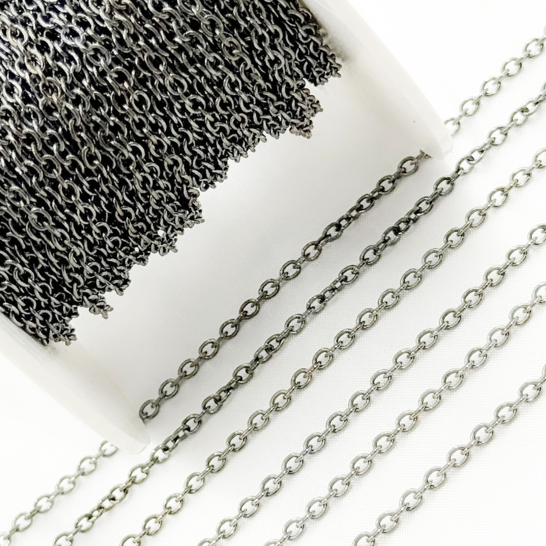 Black Rhodium Sterling Silver Cable Chain