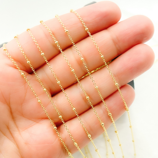 14k Solid Yellow Gold Satellite Bead Chain