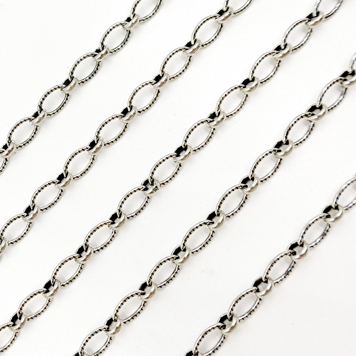 Oxidized Sterling Silver Oval and Round Links Chain