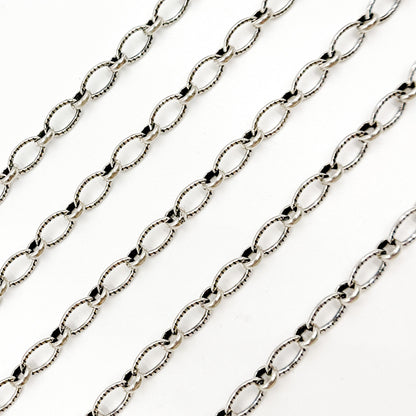 Oxidized Sterling Silver Oval and Round Links Chain
