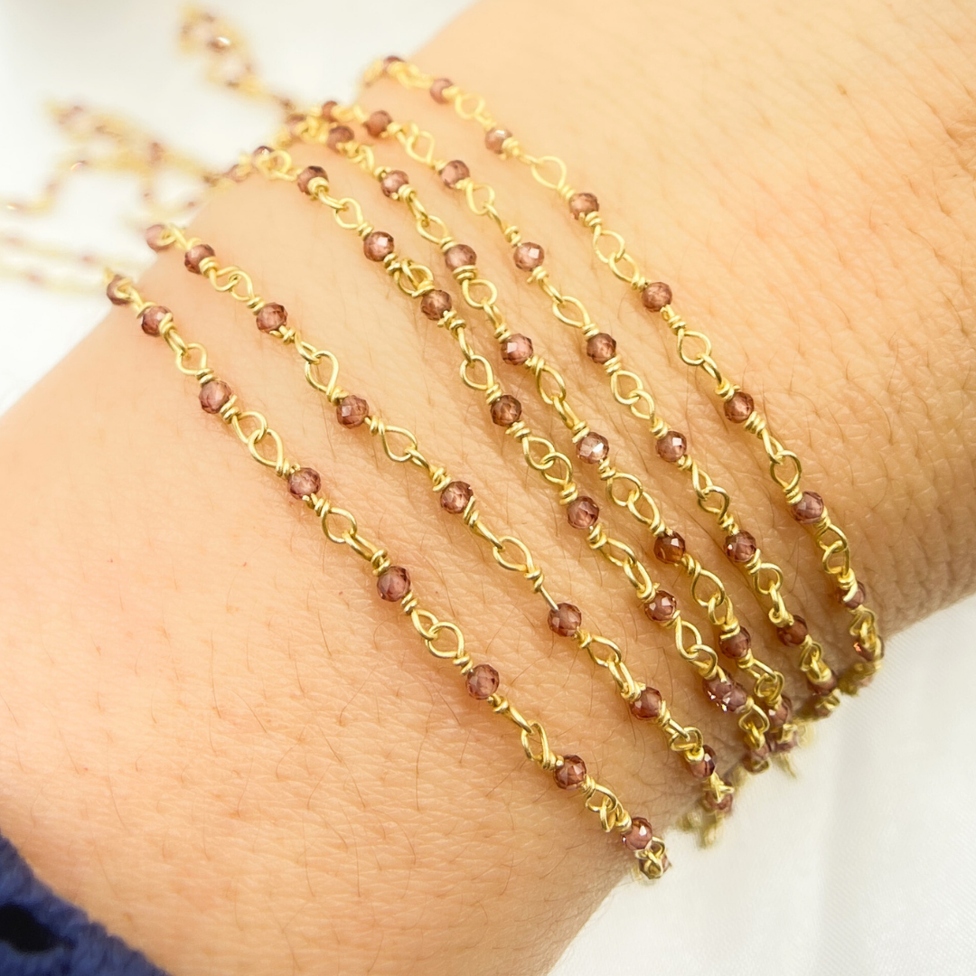 Garnet Gemstone Wire Wrap Chain