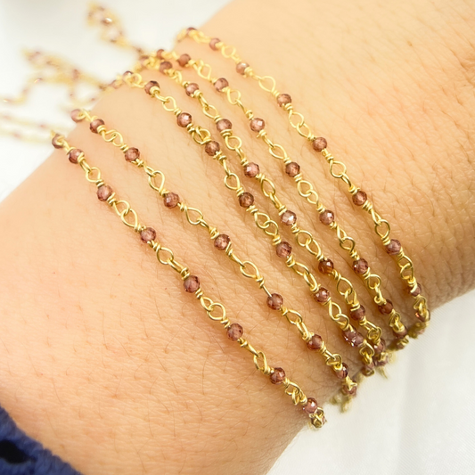 Garnet Gemstone Wire Wrap Chain