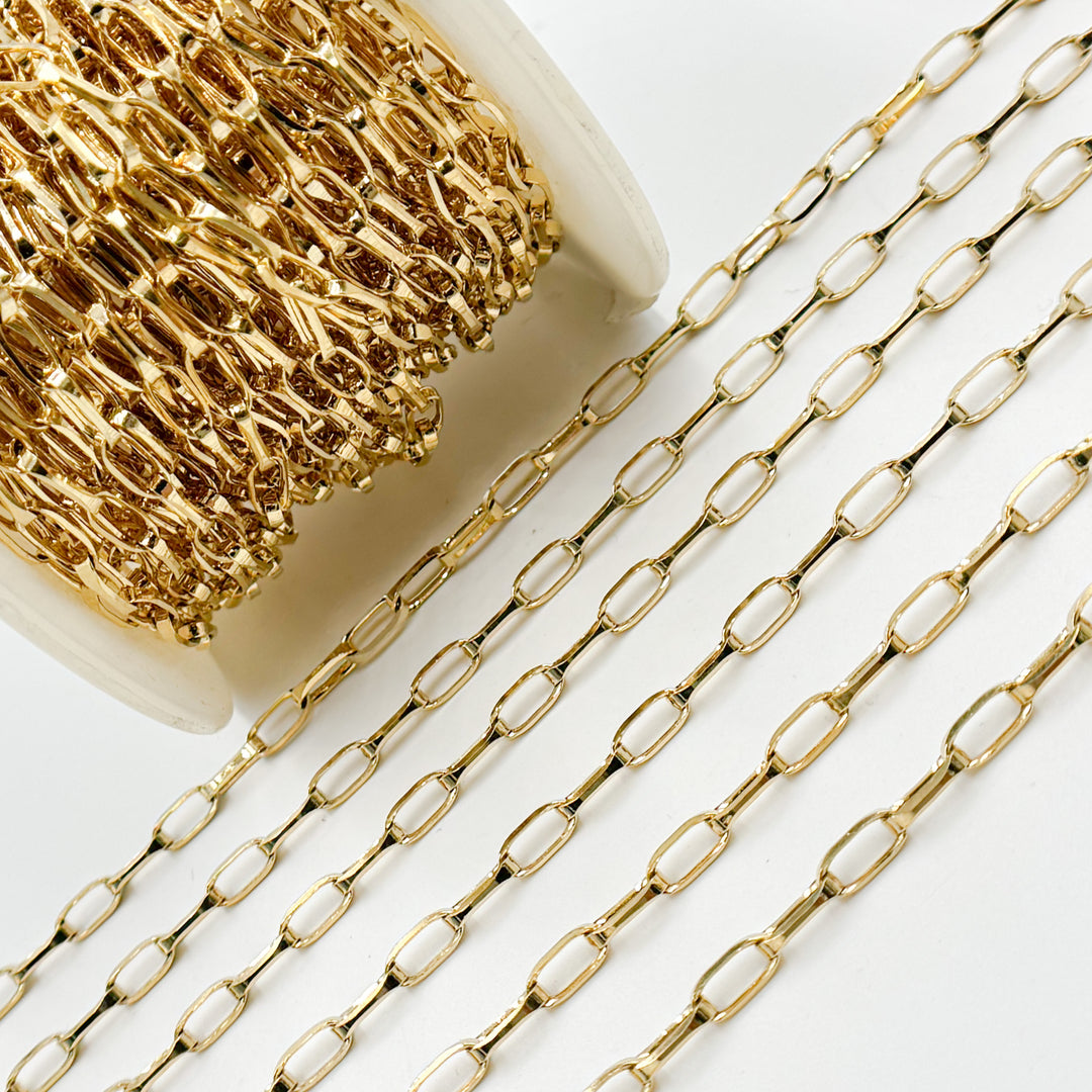 Gold Plated Sterling Silver Rectangular Link Chain