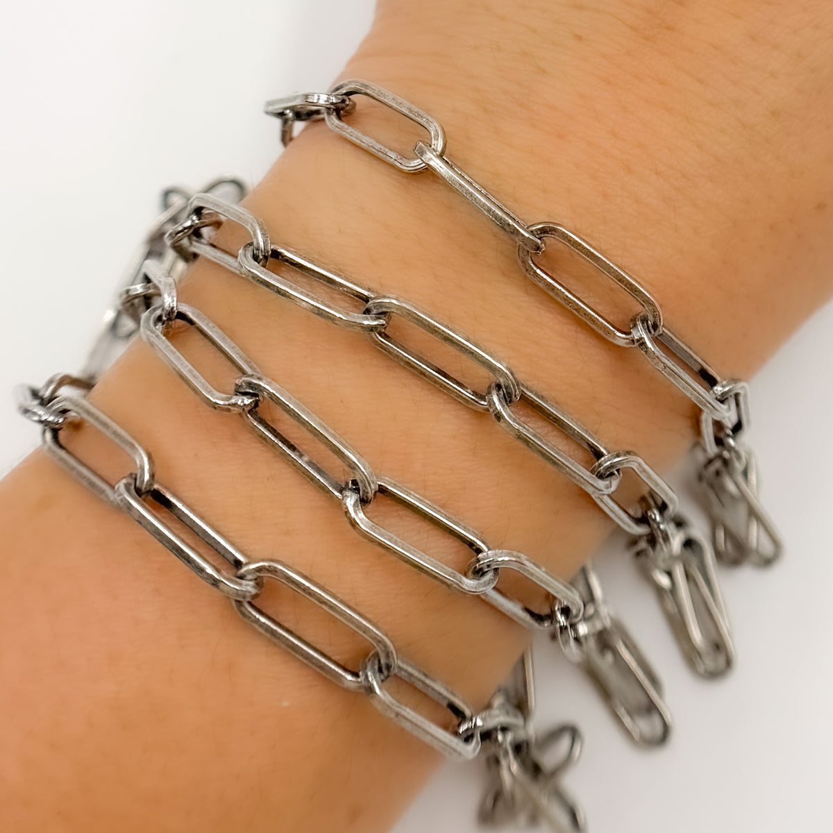 Oxidized Sterling Silver Flat Paperclip Chain