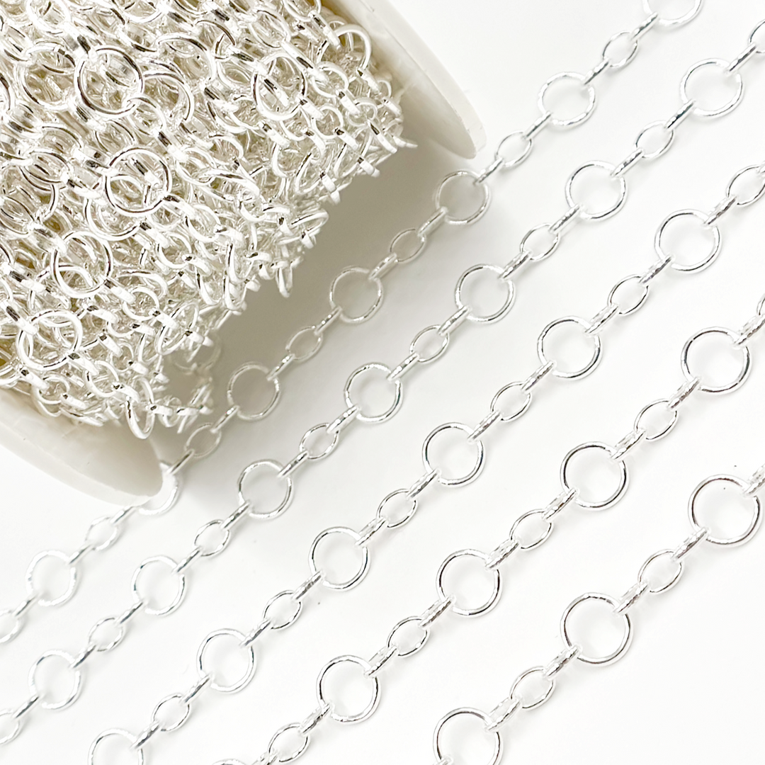 V280SS. Sterling Silver Smooth 1 Round & 3 Oval Link Chain