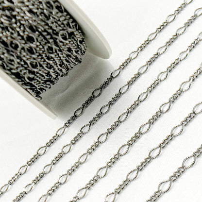 Black Rhodium Sterling Silver Long and Short Link Chain