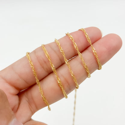 V316GF. 14K Gold Filled Twisted Singapore Unfinished Chain