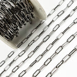 Load image into Gallery viewer, Black Rhodium Sterling Silver Diamond Cut and Smooth Paperclip Chain