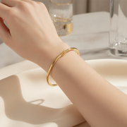 Bangle27. 14K Gold Smooth Hollow Bangle Bracelet
