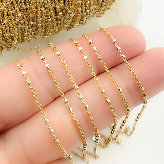 Gold Plated 925 Sterling Silver Satellite 3 Cubes Chain
