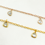 Cubic Zirconia Triangle 4mm Shape Dangle Chain