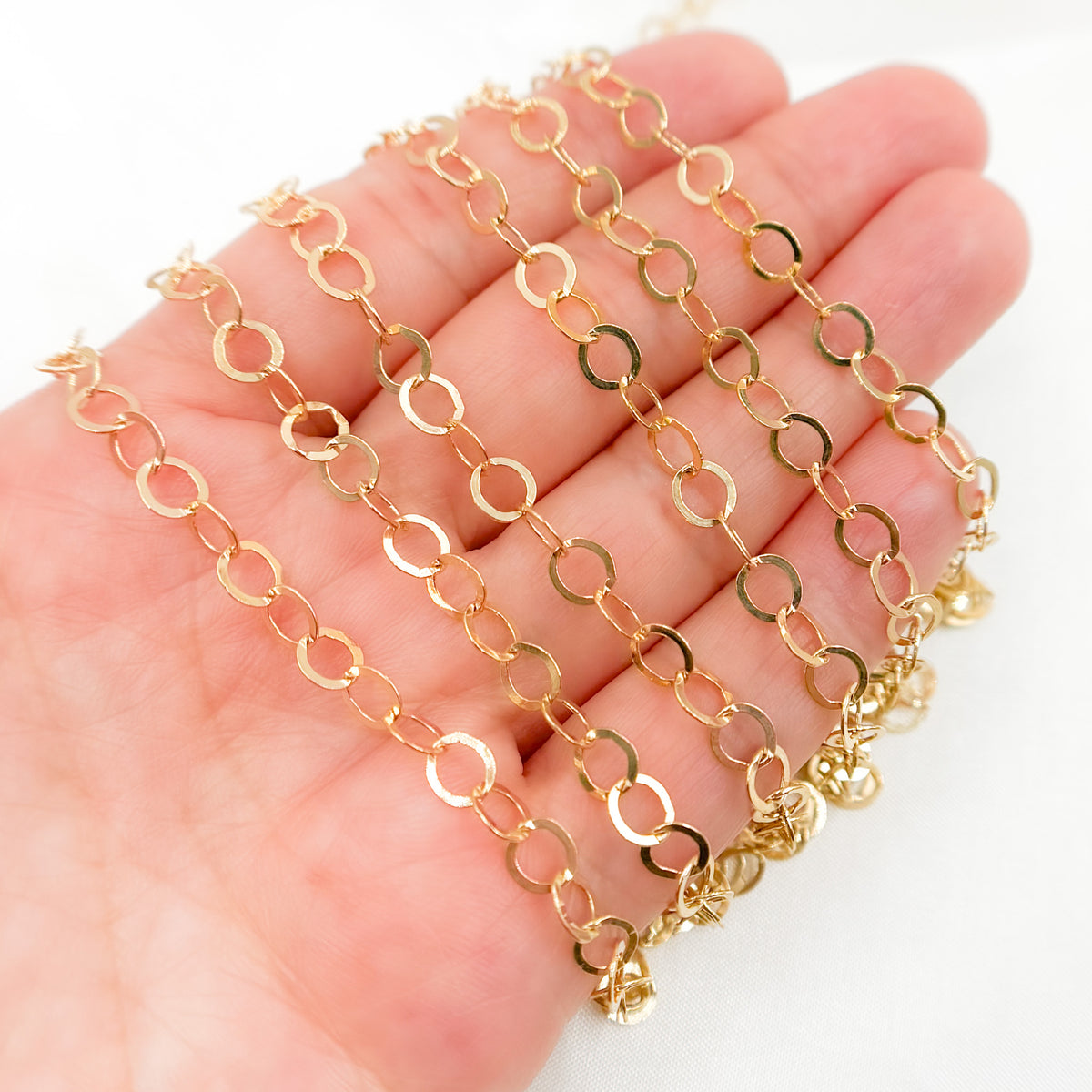 14K Gold Filled Flat Round Link Chain