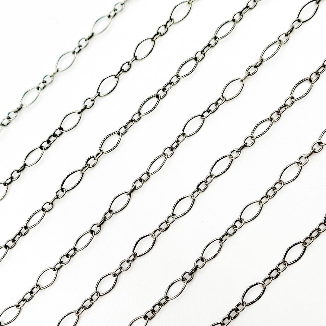 Oxidized Sterling Silver Hammered Long & Short Link Chain