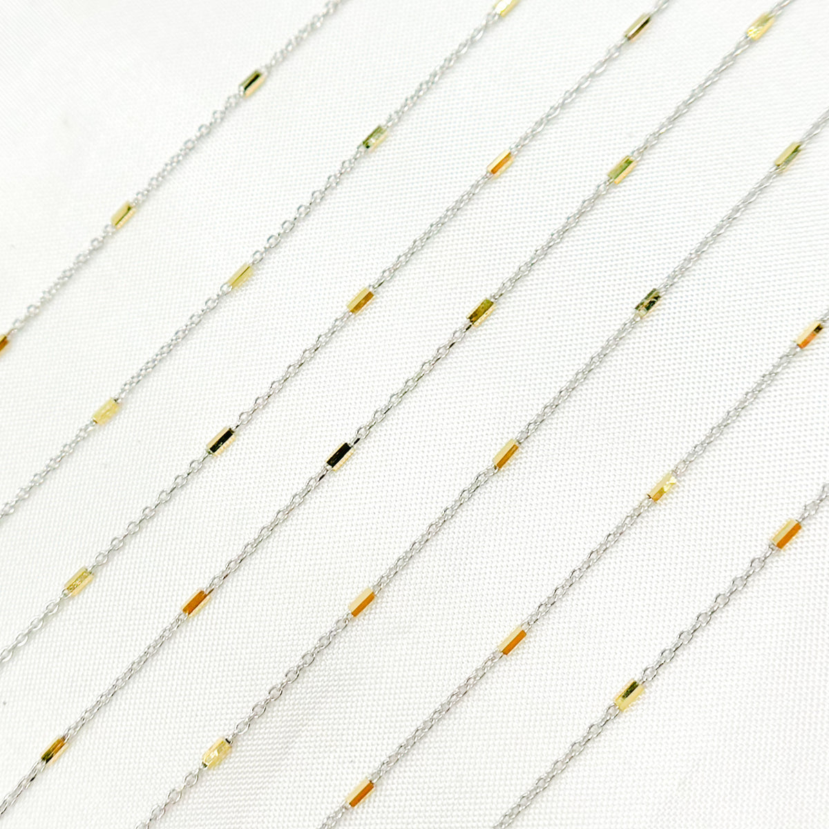 14k Solid Gold Satellite Bars Chain