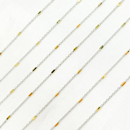 14k Solid Gold Satellite Bars Chain