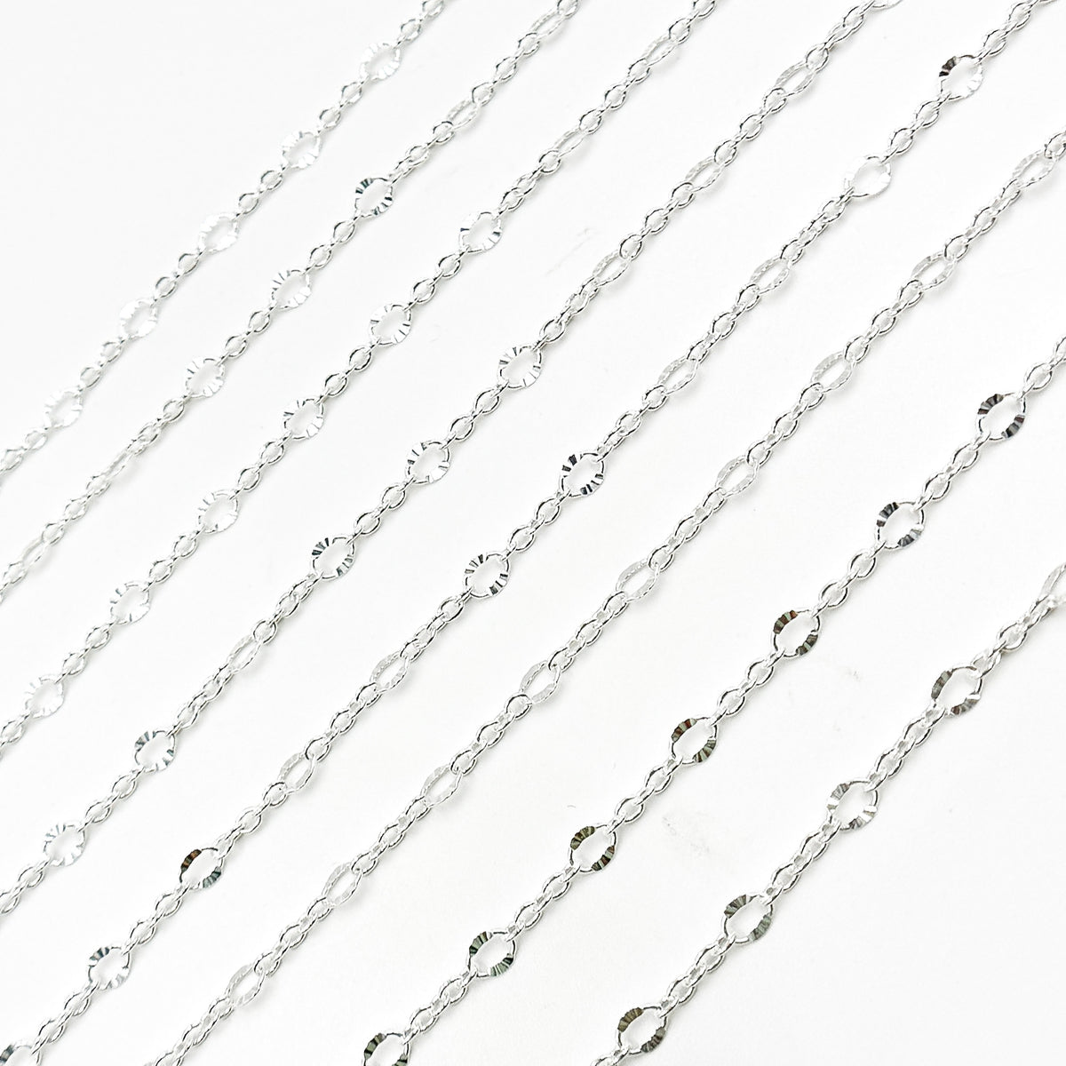 V304SS. Sterling Silver Cable and Diamond Cut Marina Link Chain