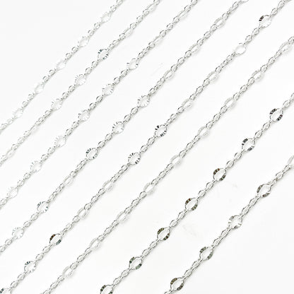 V304SS. Sterling Silver Cable and Diamond Cut Marina Link Chain