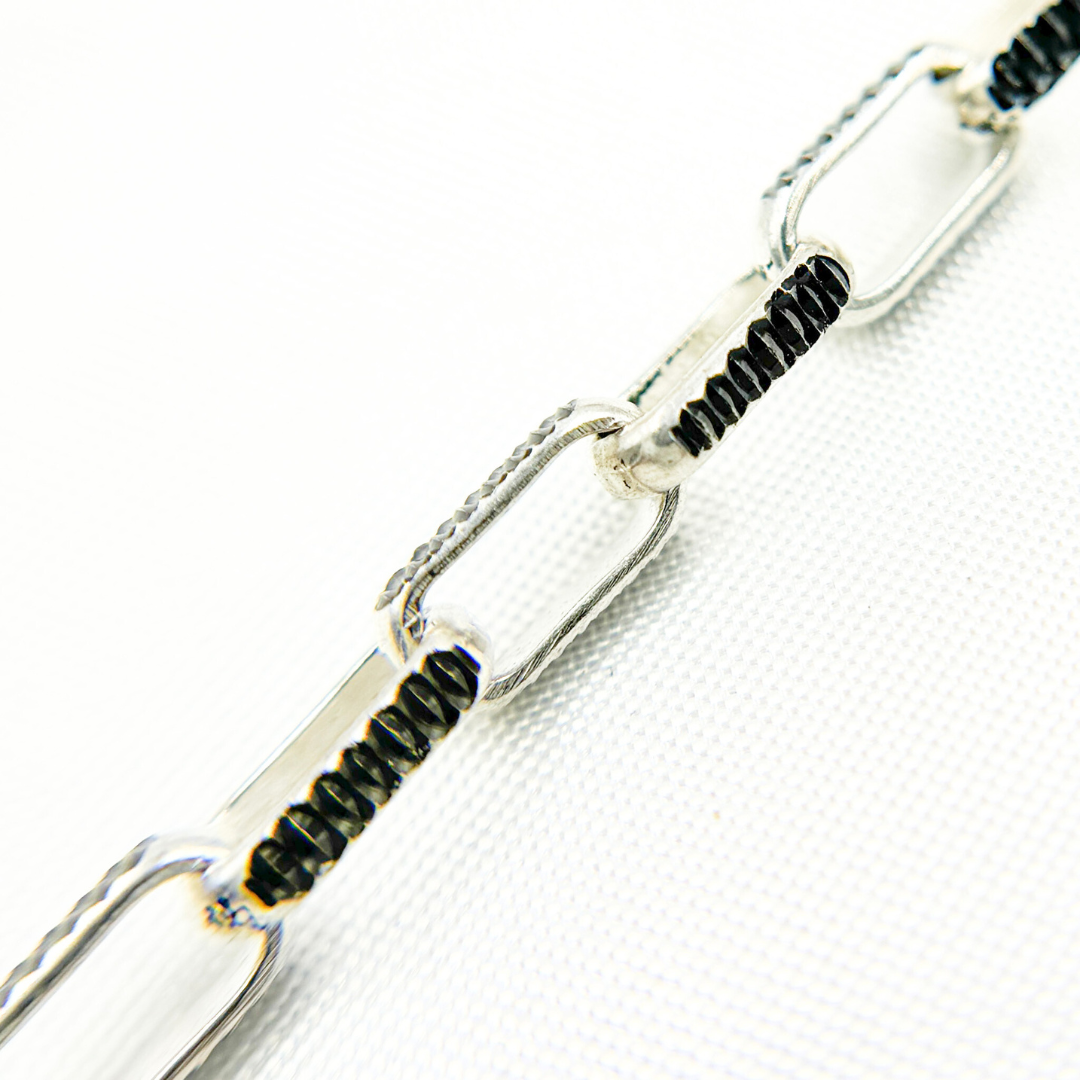 Z114SB. Two Tone Black Rhodium and 925 Sterling Silver Paperclip Chain