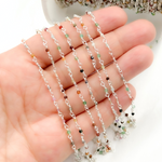 Load image into Gallery viewer, MGS24. Multi Gemstone White Sterling Silver Wire Chain
