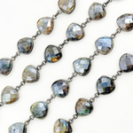 Load image into Gallery viewer, Coated Labradorite Triangle Shape Bezel Oxidized Wire Chain. CLB9
