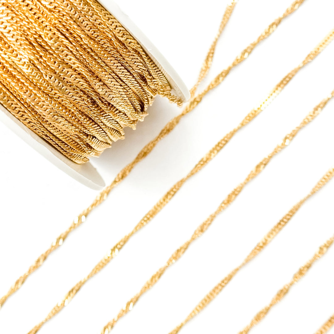 V317GF. 14K Gold Filled Twisted Singapore Unfinished Chain