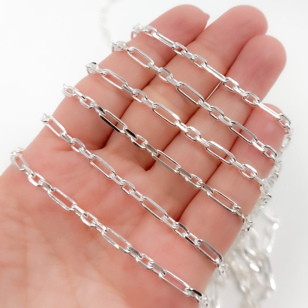 Sterling Silver Diamond Cut Paperclip Chain