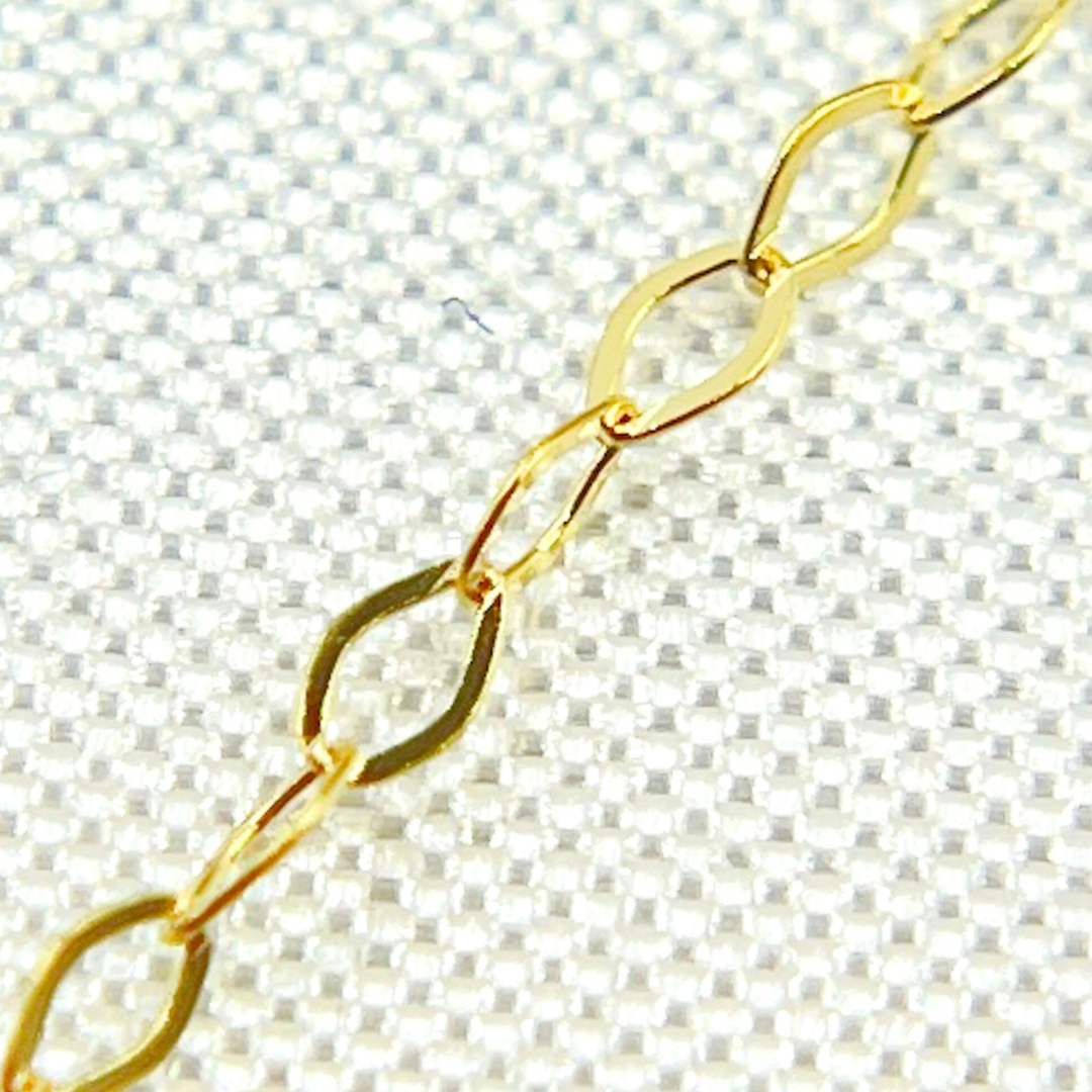 Solid Yellow Gold Flat Oval Link Chain