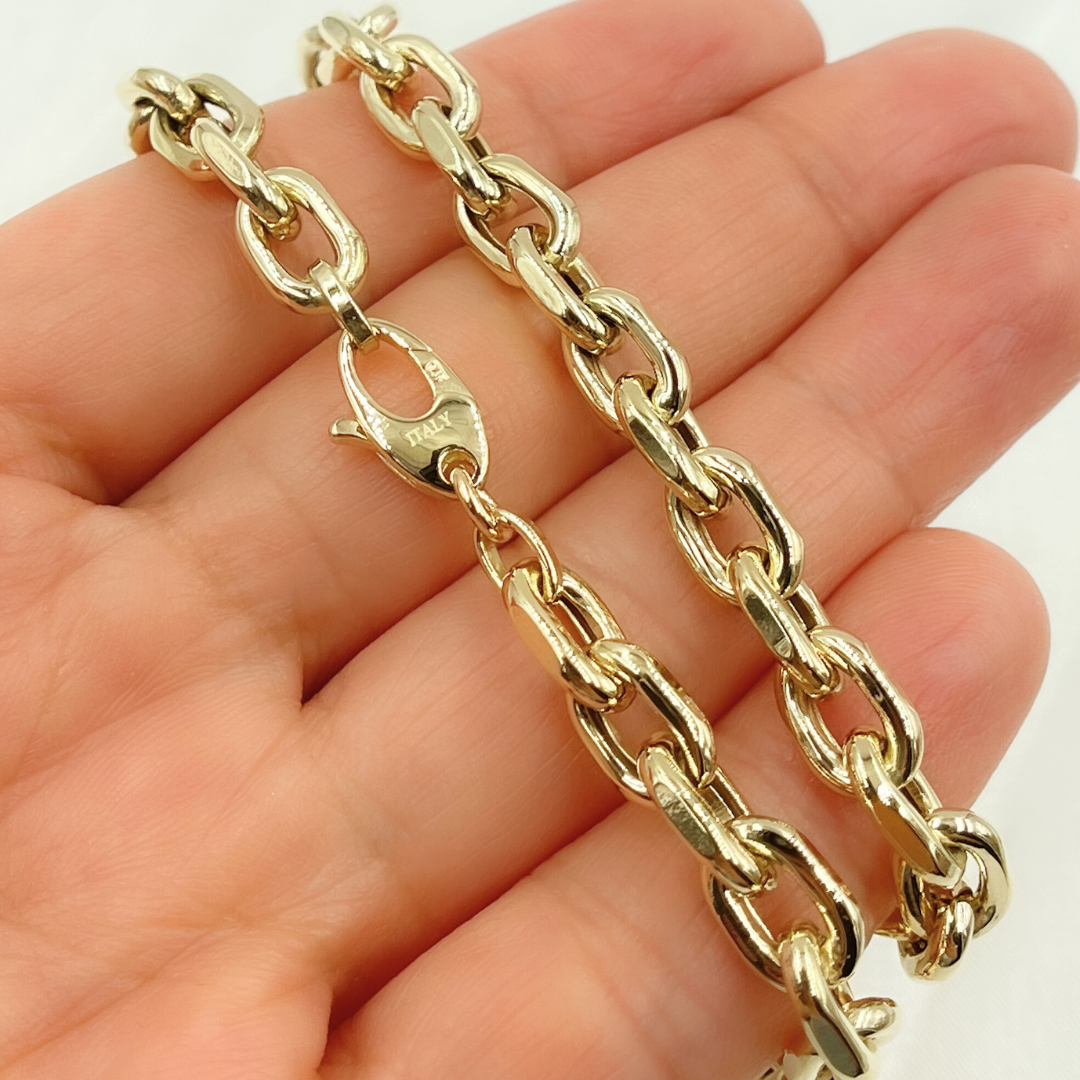 605003G. 14K Yellow Hollow Gold Smooth Oval Link Chain